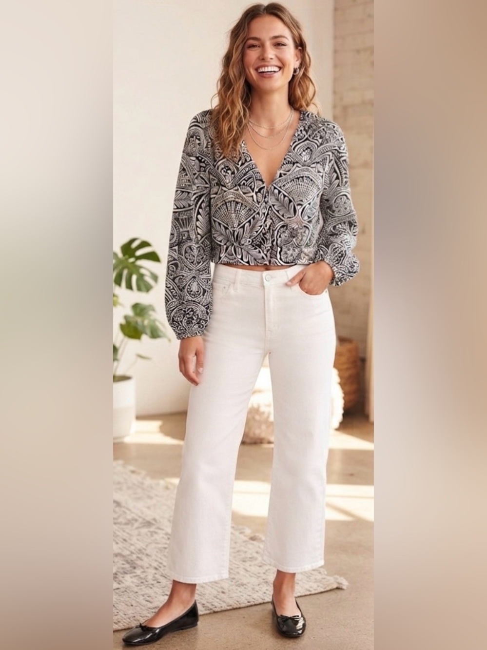 Venus Linen Long Sleeve Blouse - Modern Folk Bicolor